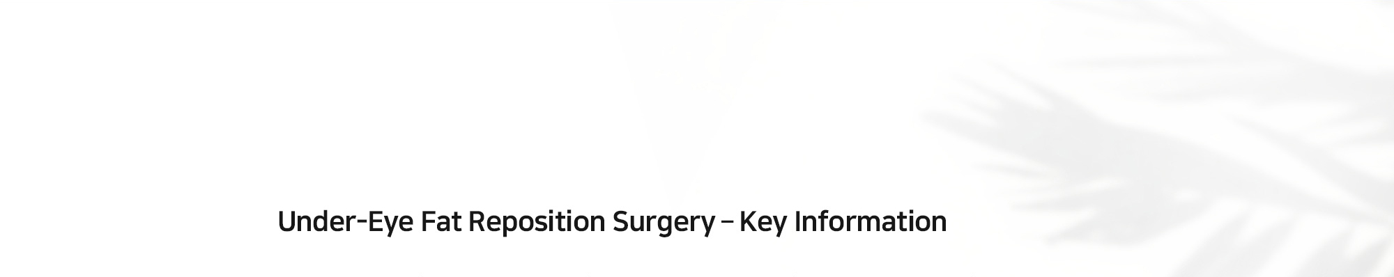 [Under-Eye Fat Reposition Surgery – Key Information]