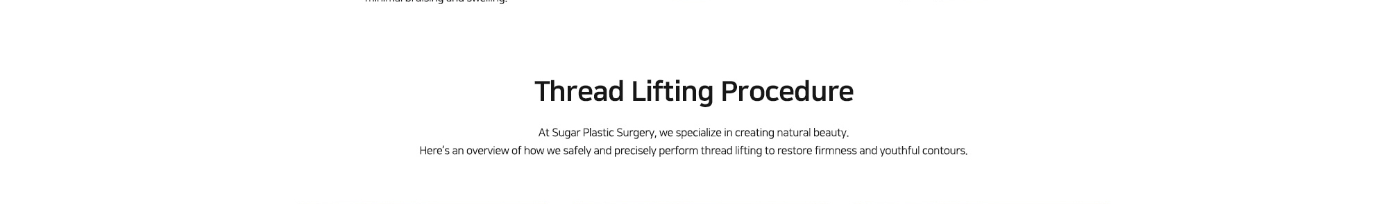 [Thread Lifting Procedure] At Sugar Plastic Surgery, we specialize in creating natural beauty. Here’s an overview of how we safely and precisely perform thread lifting to restore firmness and youthful contours.