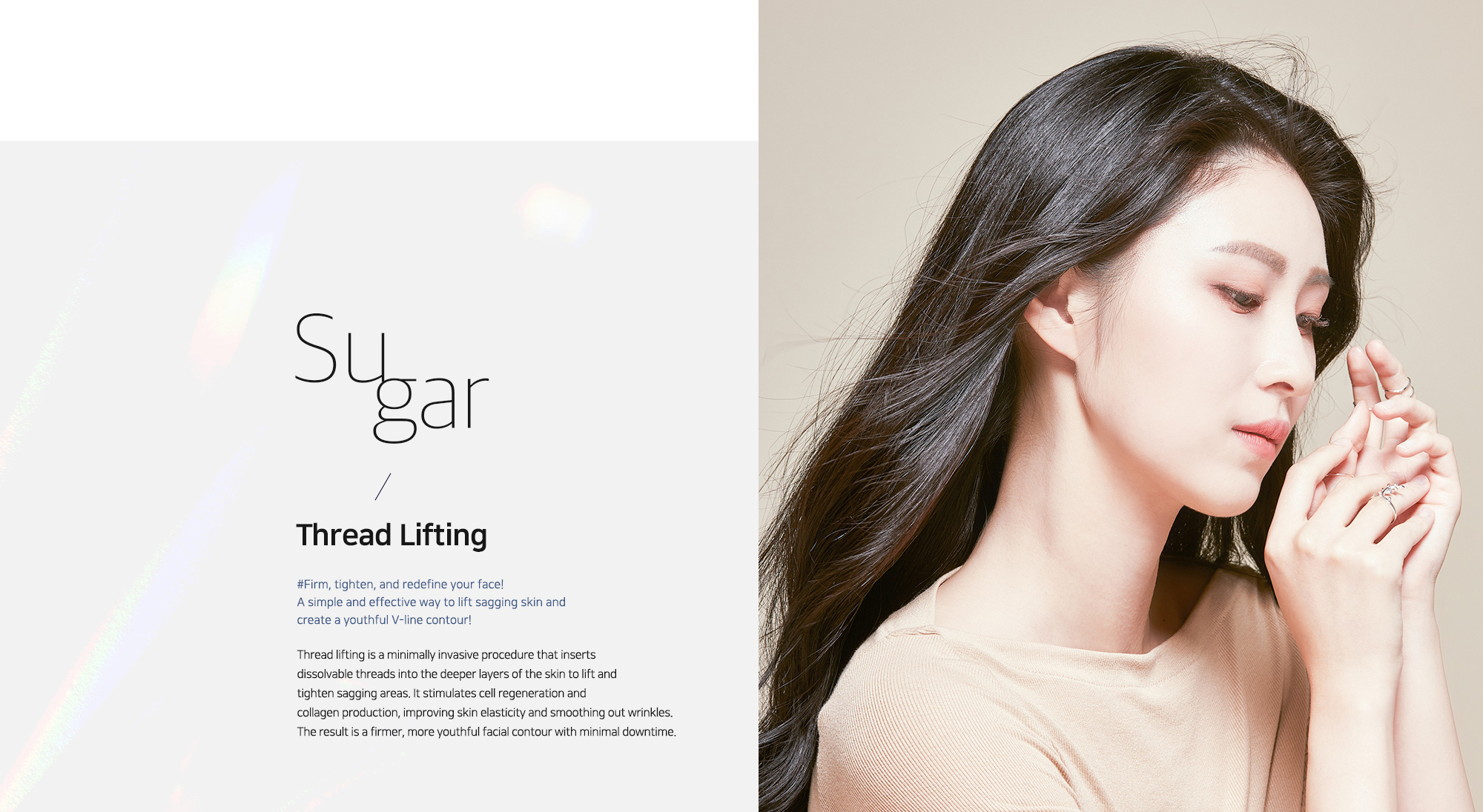[Thread Lifting] #Firm, tighten, and redefine your face! A simple and effective way to lift sagging skin and create a youthful V-line contour!